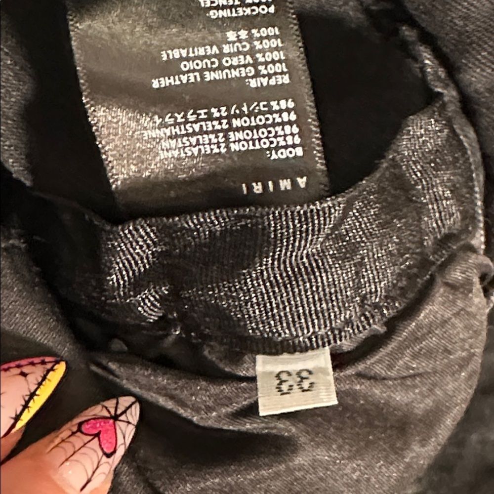 AMIRI Black Distressed Denim Jeans with Colorful Underlays! - Picture 7 of 7